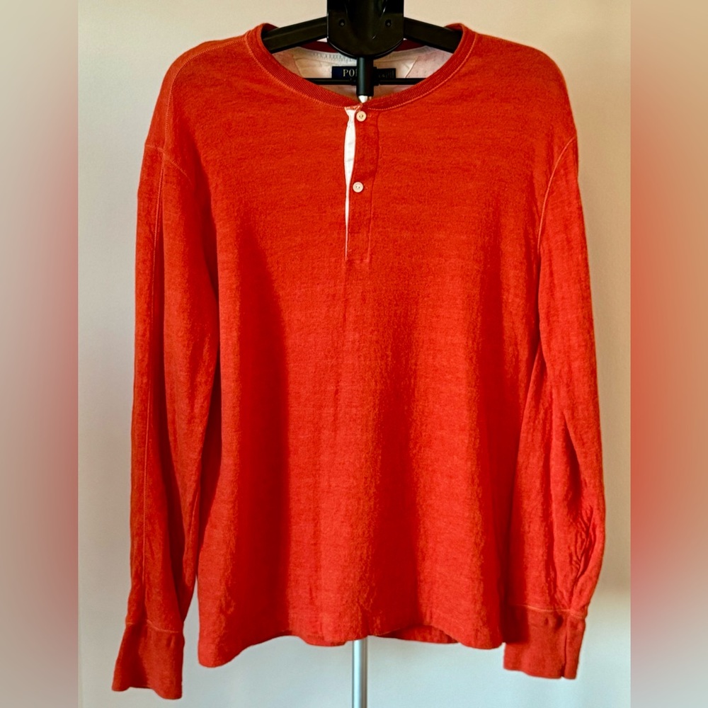 Ralph Lauren Henley Burnt Orange Polo Shirt